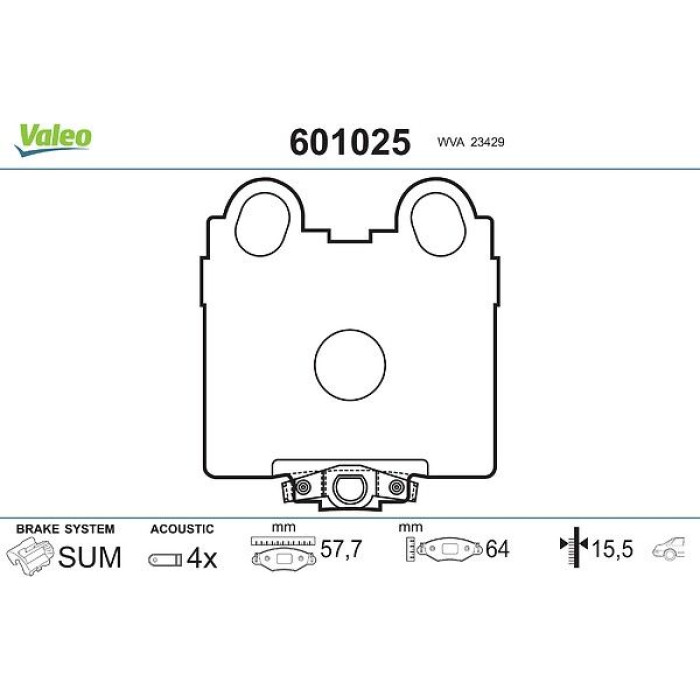 Valeo 601025 Bremsbelagsatz, Scheibenbremse Valeo 601025 Bremsbelagsatz, Scheibenbremse