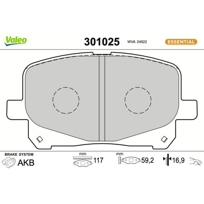Valeo 301025 Bremsbelagsatz, Scheibenbremse ESSENTIAL Valeo 301025 Bremsbelagsatz, Scheibenbremse ESSENTIAL