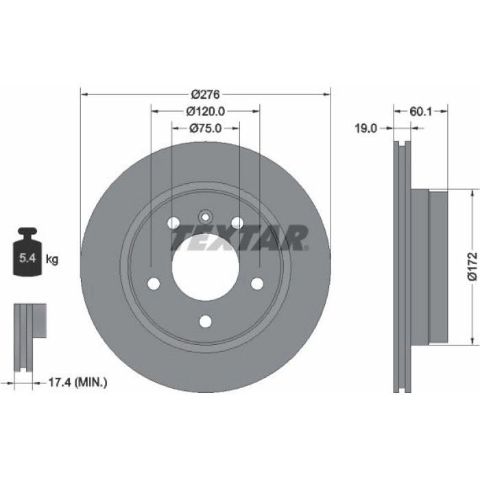 Textar 92072403 Bremsscheibe PRO Textar 92072403 Bremsscheibe PRO