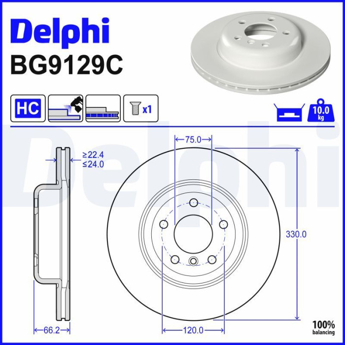 Delphi BG9129C Bremsscheibe Delphi BG9129C Bremsscheibe