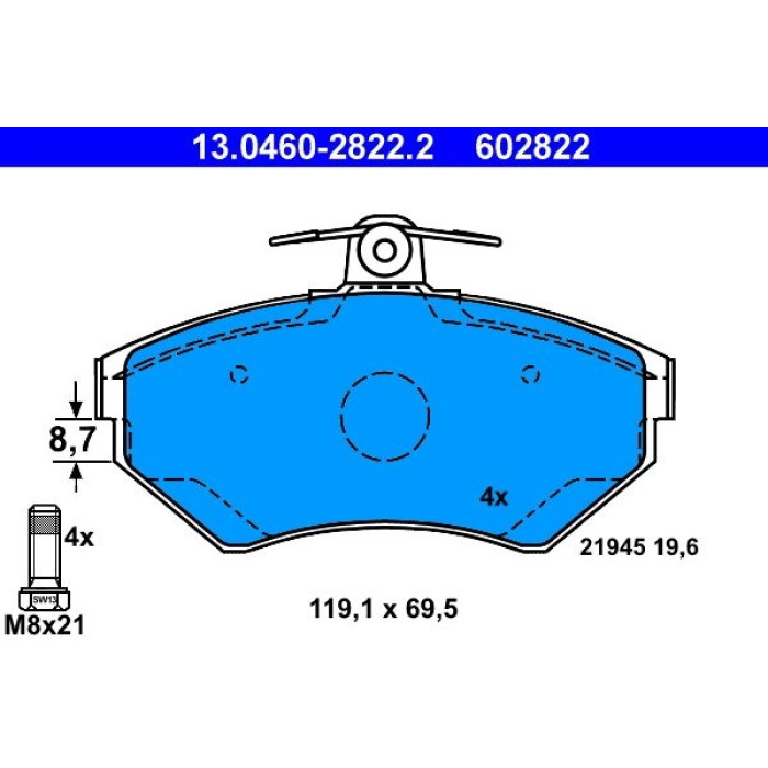 Bremsbelagsatz, Scheibenbremse 13.0460-2822.2 Bremsbelagsatz, Scheibenbremse 13.0460-2822.2