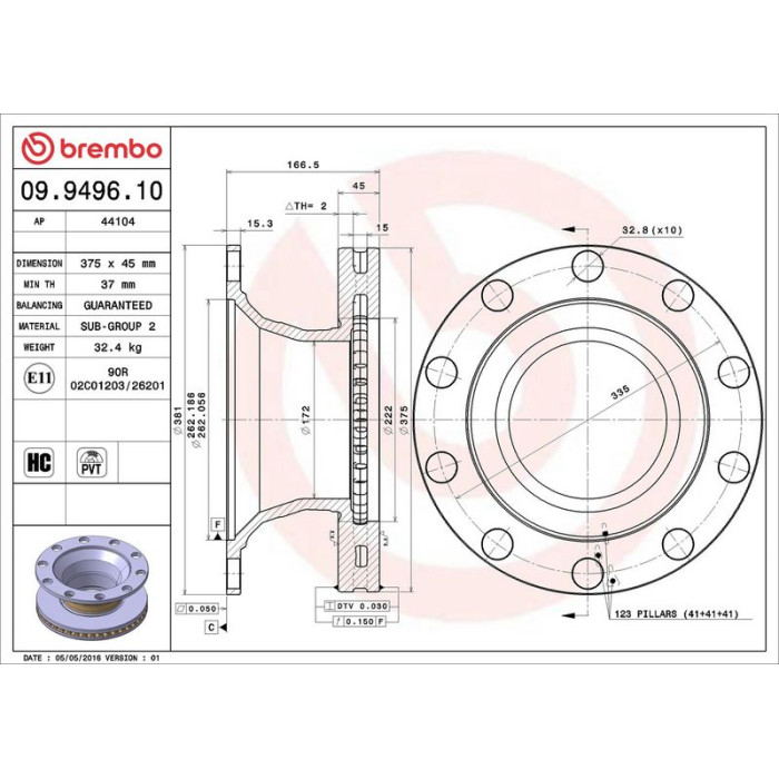 Brembo 09.9496.10 Bremsscheibe PRIME LINE