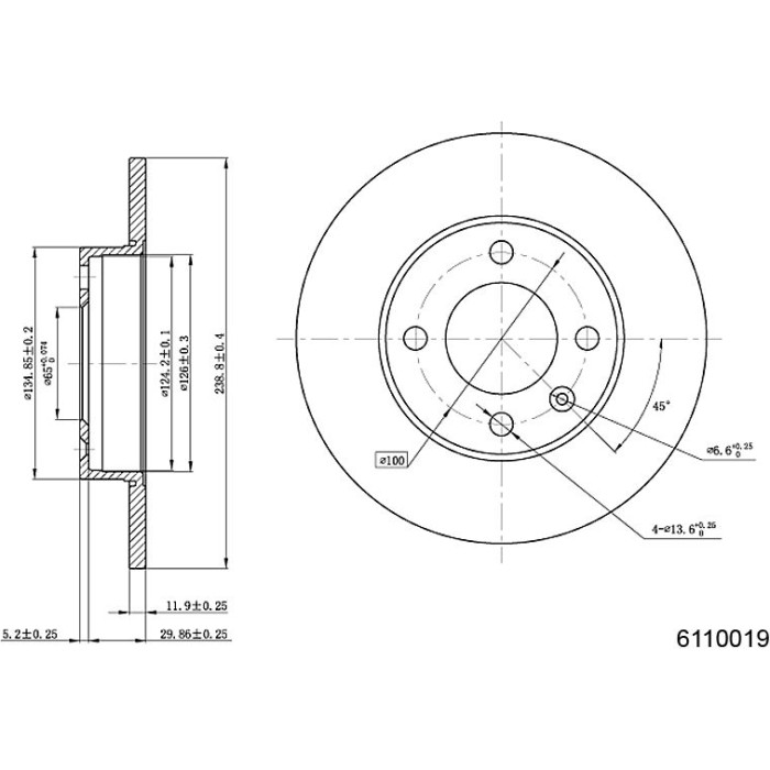 Metzger 6110019 Bremsscheibe Metzger 6110019 Bremsscheibe