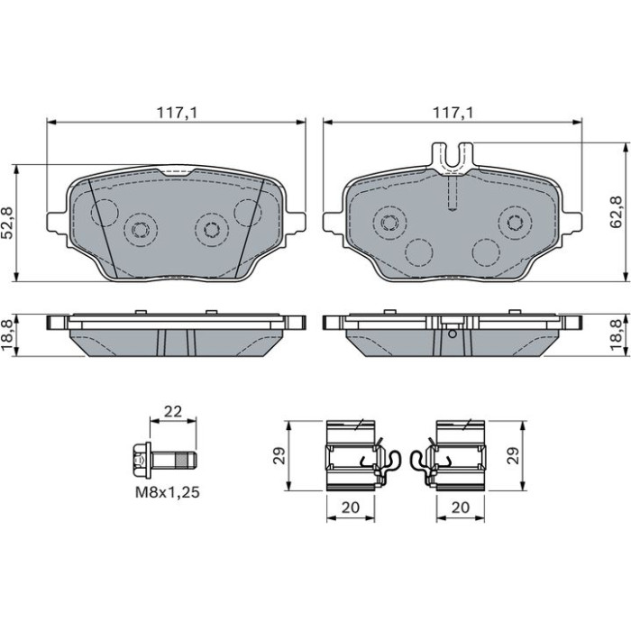 BOSCH 0 986 460 154 Bremsbelagsatz, Scheibenbremse