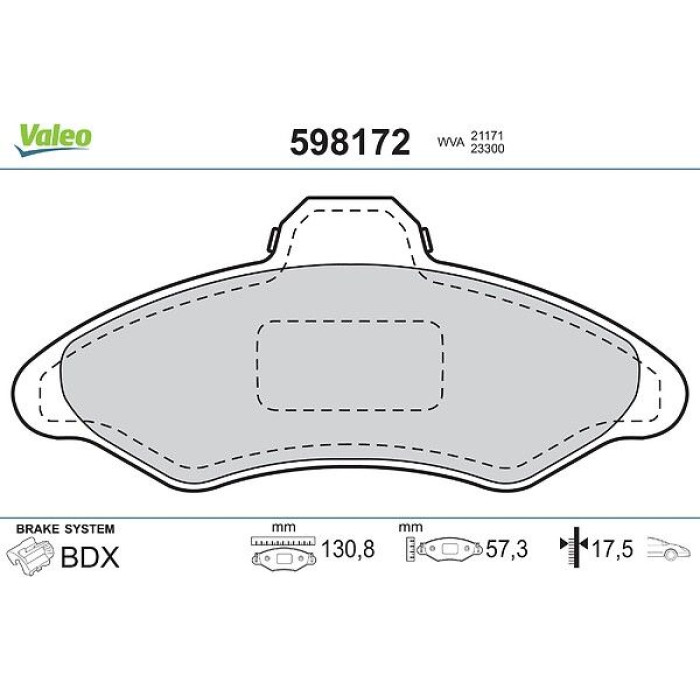 Valeo 598172 Bremsbelagsatz, Scheibenbremse Valeo 598172 Bremsbelagsatz, Scheibenbremse