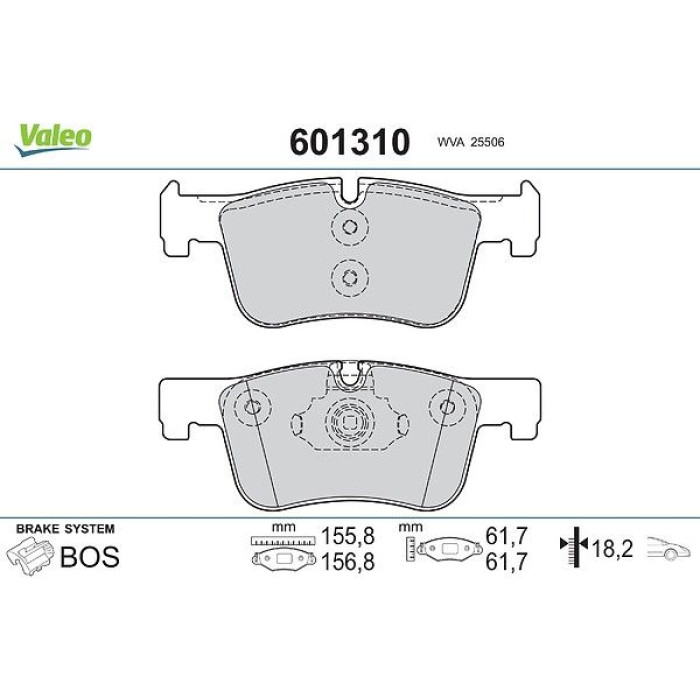 Valeo 601310 Bremsbelagsatz, Scheibenbremse Valeo 601310 Bremsbelagsatz, Scheibenbremse