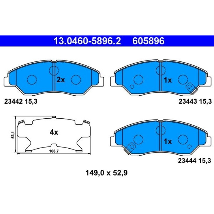 ATE 13.0460-5896.2 Bremsbelagsatz, Scheibenbremse ATE 13.0460-5896.2 Bremsbelagsatz, Scheibenbremse