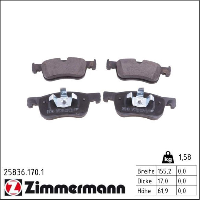 Zimmermann 25836.170.1 Bremsbelagsatz, Scheibenbremse