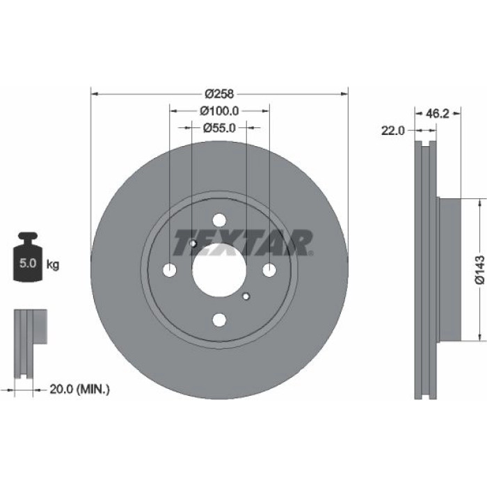 Textar 92164203 Bremsscheibe PRO Textar 92164203 Bremsscheibe PRO