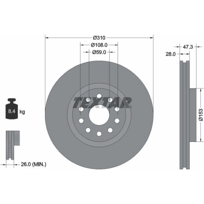 Textar 92097500 Bremsscheibe Textar 92097500 Bremsscheibe