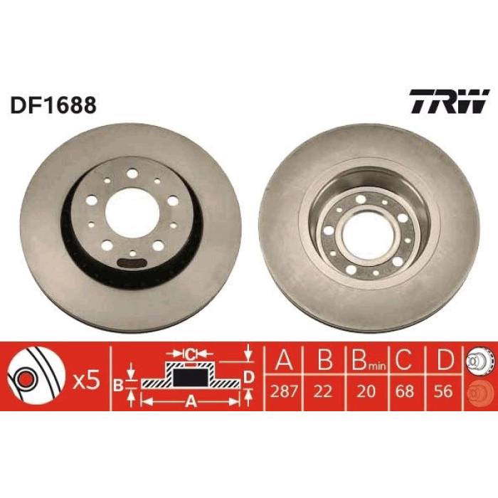 TRW DF1688 Bremsscheibe TRW DF1688 Bremsscheibe