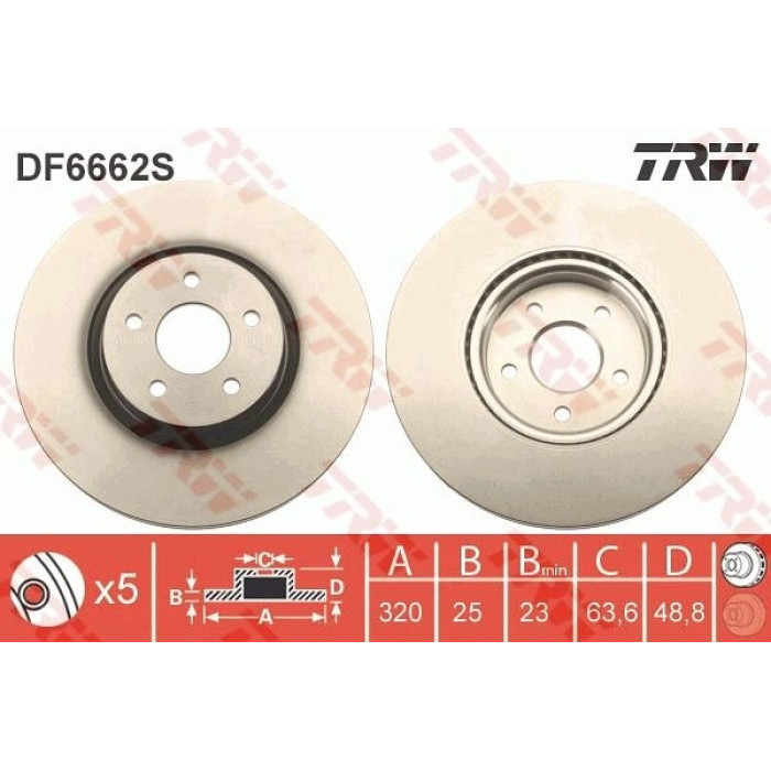 TRW DF6662S Bremsscheibe SINGLE TRW DF6662S Bremsscheibe SINGLE