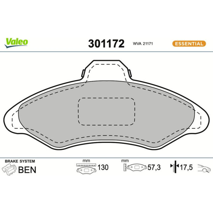Valeo 301172 Bremsbelagsatz, Scheibenbremse ESSENTIAL