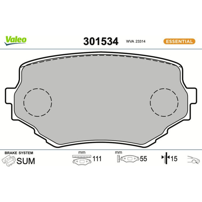 Valeo 301534 Bremsbelagsatz, Scheibenbremse ESSENTIAL Valeo 301534 Bremsbelagsatz, Scheibenbremse ESSENTIAL