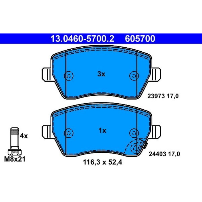 ATE 13.0460-5700.2 Bremsbelagsatz, Scheibenbremse ATE 13.0460-5700.2 Bremsbelagsatz, Scheibenbremse