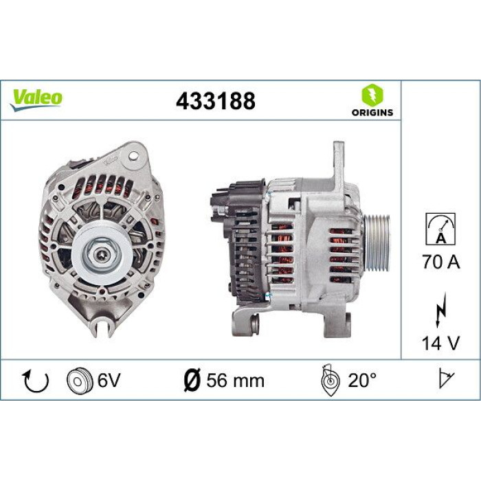 Valeo 433188 Generator ORIGINS - NEW O.E. TECHNOLOGIE Valeo 433188 Generator ORIGINS - NEW O.E. TECHNOLOGIE