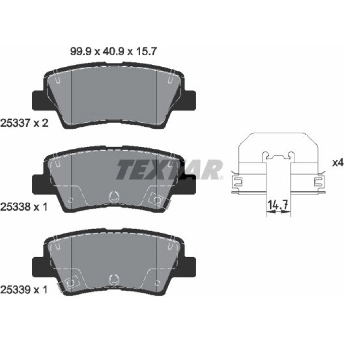 Textar 2533703 Bremsbelagsatz, Scheibenbremse Q+