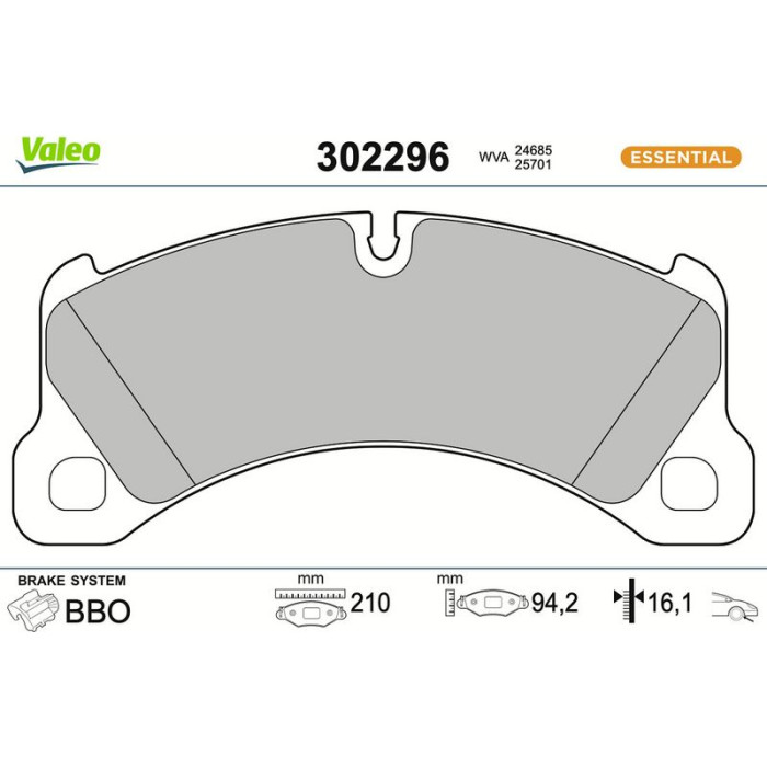 Valeo 302296 Bremsbelagsatz, Scheibenbremse ESSENTIAL Valeo 302296 Bremsbelagsatz, Scheibenbremse ESSENTIAL