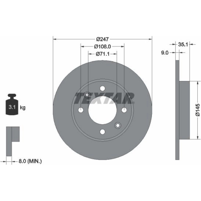 Textar 92111703 Bremsscheibe PRO Textar 92111703 Bremsscheibe PRO