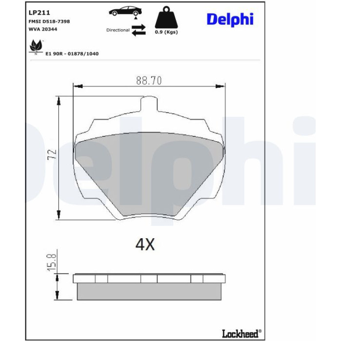 Delphi LP211 Bremsbelagsatz, Scheibenbremse Delphi LP211 Bremsbelagsatz, Scheibenbremse