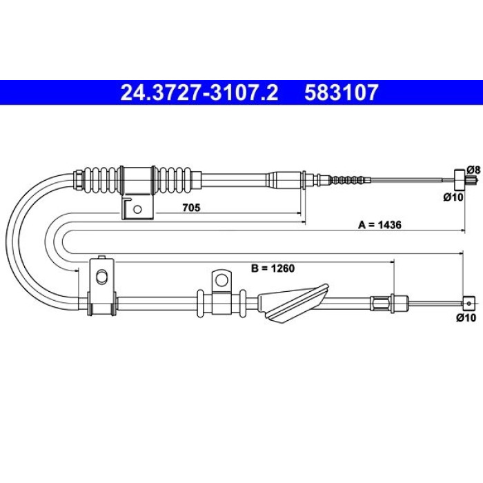 ATE 24.3727-3107.2 Seilzug, Feststellbremse ATE 24.3727-3107.2 Seilzug, Feststellbremse