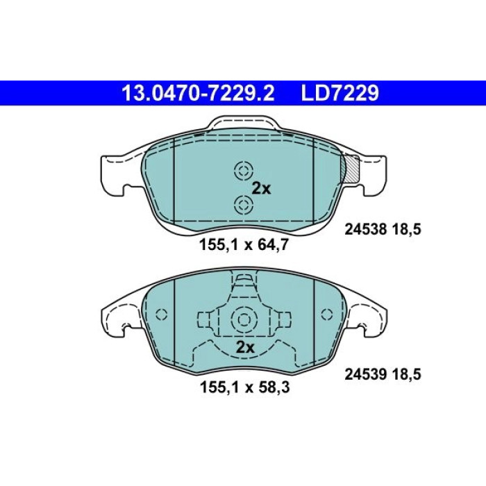 ATE 13.0470-7229.2 Bremsbelagsatz, Scheibenbremse Ceramic ATE 13.0470-7229.2 Bremsbelagsatz, Scheibenbremse Ceramic