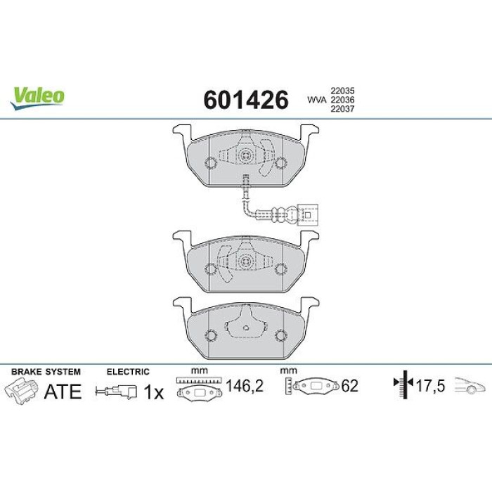 Valeo 601426 Bremsbelagsatz, Scheibenbremse Valeo 601426 Bremsbelagsatz, Scheibenbremse