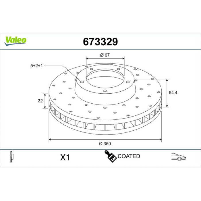 Valeo 673329 Bremsscheibe COATED Valeo 673329 Bremsscheibe COATED