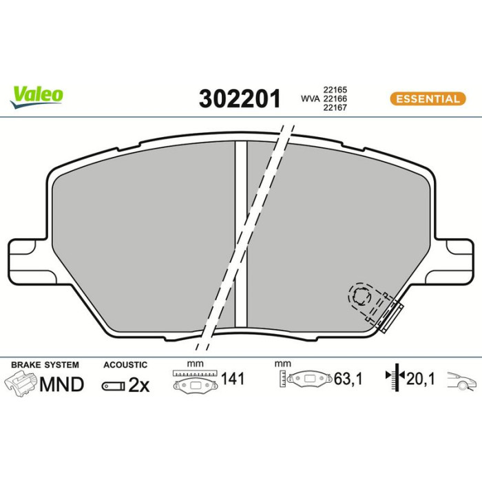 Valeo 302201 Bremsbelagsatz, Scheibenbremse ESSENTIAL Valeo 302201 Bremsbelagsatz, Scheibenbremse ESSENTIAL