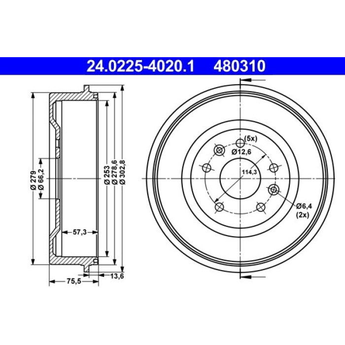 ATE 24.0225-4020.1 Bremstrommel ATE 24.0225-4020.1 Bremstrommel