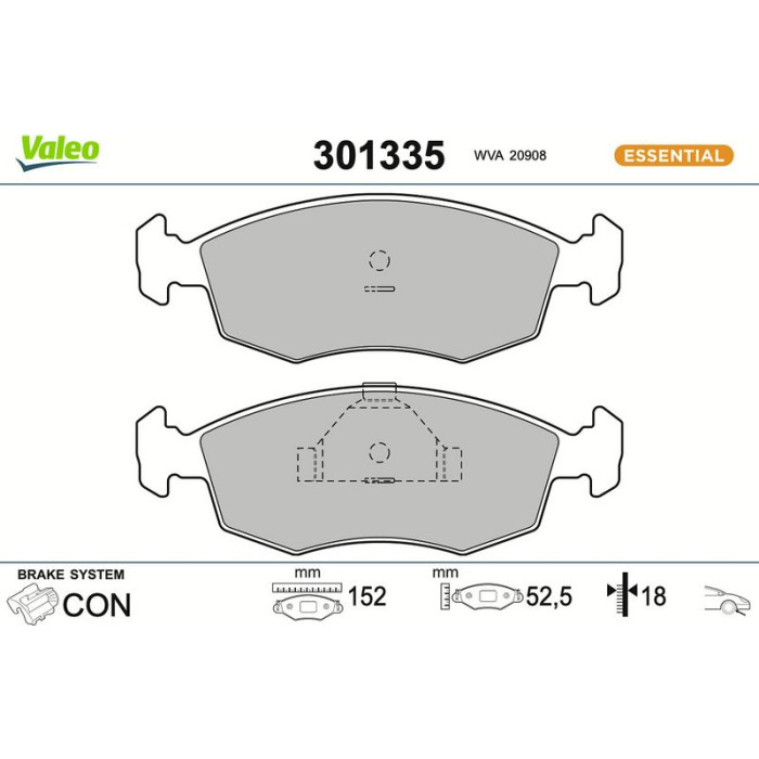 Valeo 301335 Bremsbelagsatz, Scheibenbremse ESSENTIAL Valeo 301335 Bremsbelagsatz, Scheibenbremse ESSENTIAL