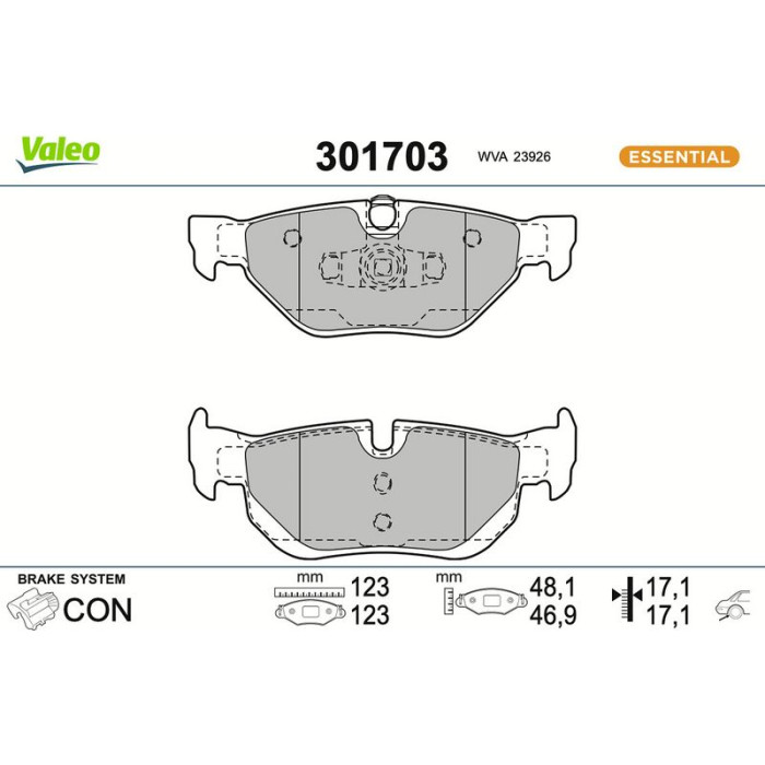 Valeo 301703 Bremsbelagsatz, Scheibenbremse ESSENTIAL Valeo 301703 Bremsbelagsatz, Scheibenbremse ESSENTIAL