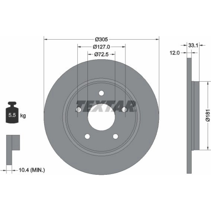 Textar 92181005 Bremsscheibe PRO+ Textar 92181005 Bremsscheibe PRO+