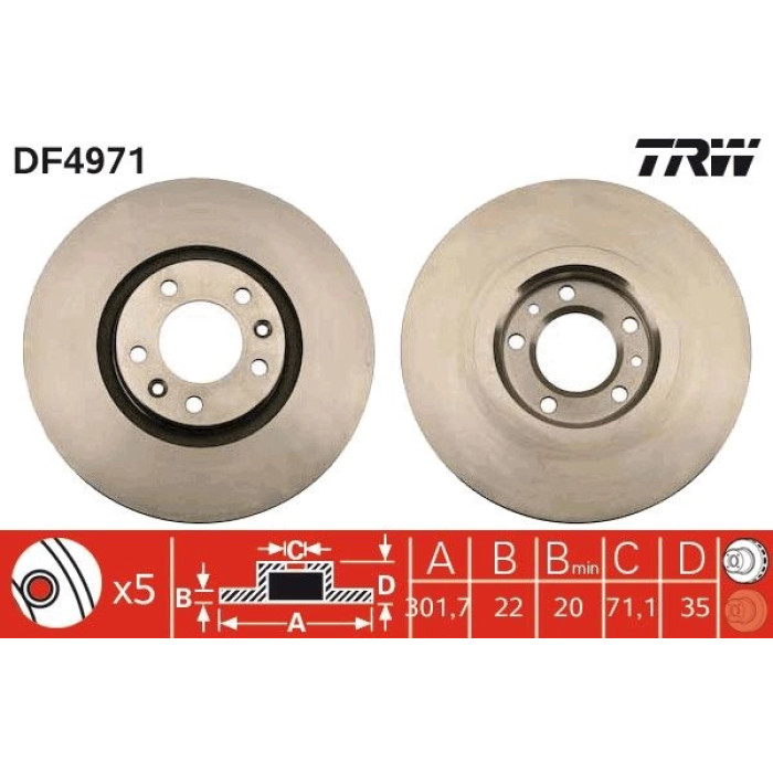TRW DF4971 Bremsscheibe TRW DF4971 Bremsscheibe