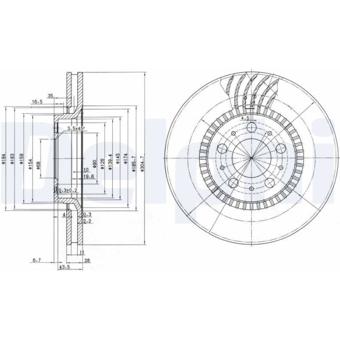 Delphi BG9514C Bremsscheibe
