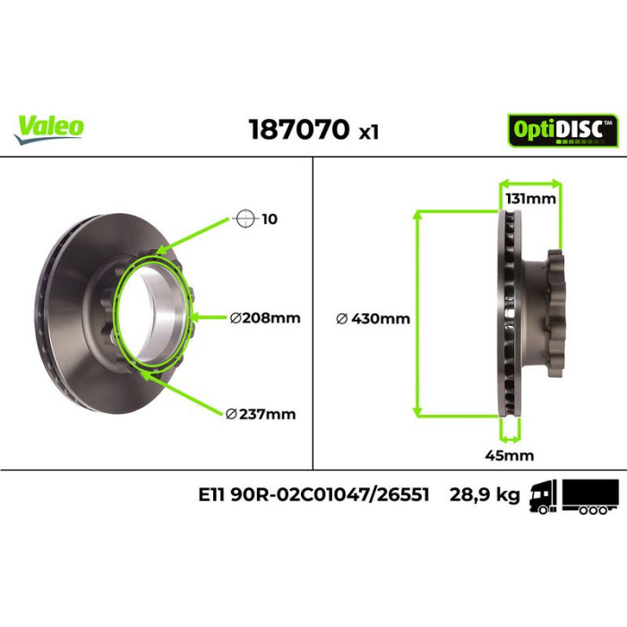 Valeo 187070 Bremsscheibe OptiDISC
