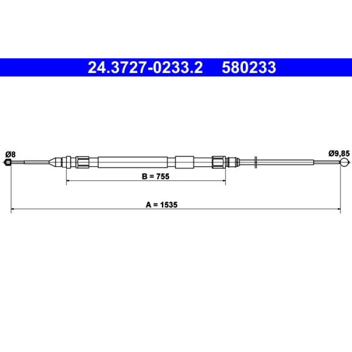2x ATE 24.3727-0233.2 Seilzug, Feststellbremse 2 x