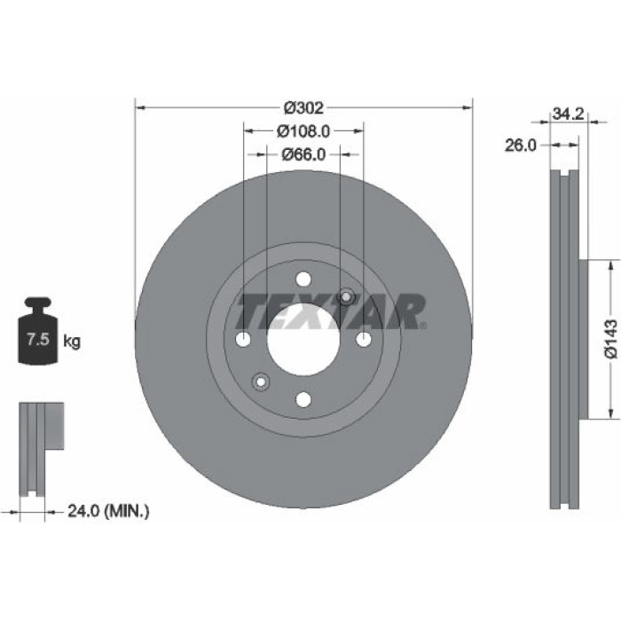Textar 92168503 Bremsscheibe PRO
