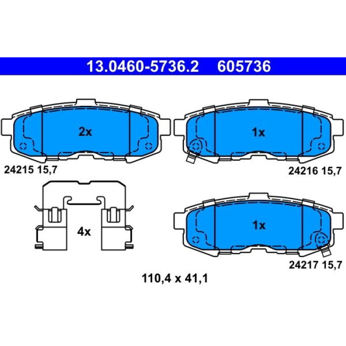 ATE 13.0460-5736.2 Bremsbelagsatz, Scheibenbremse