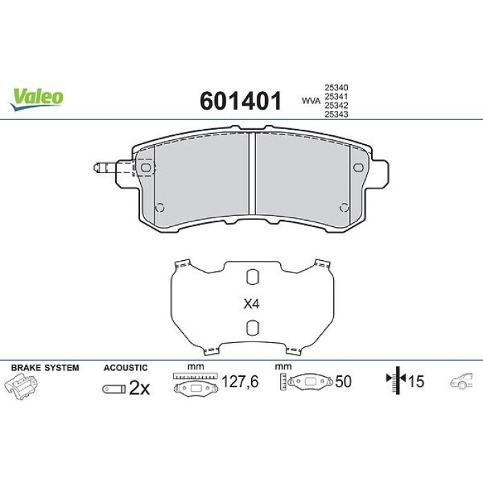 Valeo 601401 Bremsbelagsatz, Scheibenbremse Valeo 601401 Bremsbelagsatz, Scheibenbremse