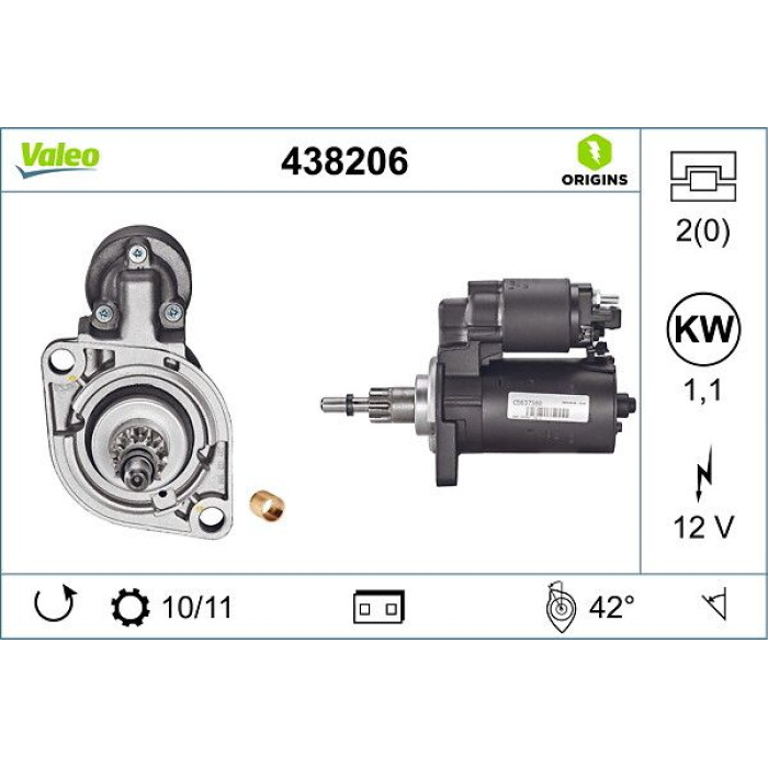 Valeo 438206 Starter ORIGINS - NEW O.E. TECHNOLOGIE Valeo 438206 Starter ORIGINS - NEW O.E. TECHNOLOGIE