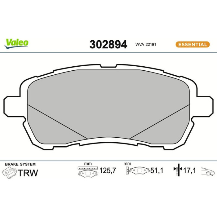 Valeo 302894 Bremsbelagsatz, Scheibenbremse ESSENTIAL Valeo 302894 Bremsbelagsatz, Scheibenbremse ESSENTIAL