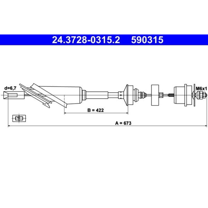 ATE 24.3728-0315.2 Seilzug, Kupplungsbetätigung ATE 24.3728-0315.2 Seilzug, Kupplungsbetätigung