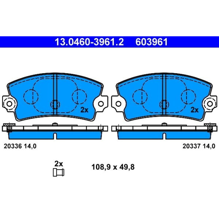 ATE 13.0460-3961.2 Bremsbelagsatz, Scheibenbremse ATE 13.0460-3961.2 Bremsbelagsatz, Scheibenbremse