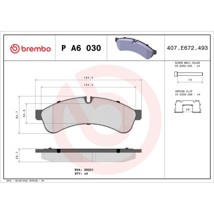 Brembo P A6 030 Bremsbelagsatz, Scheibenbremse PRIME LINE Brembo P A6 030 Bremsbelagsatz, Scheibenbremse PRIME LINE