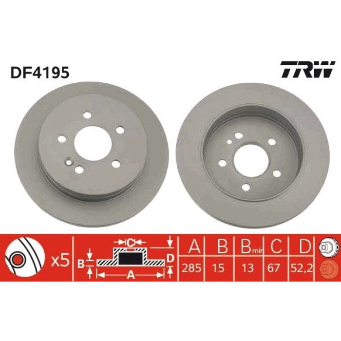TRW DF4195 Bremsscheibe TRW DF4195 Bremsscheibe