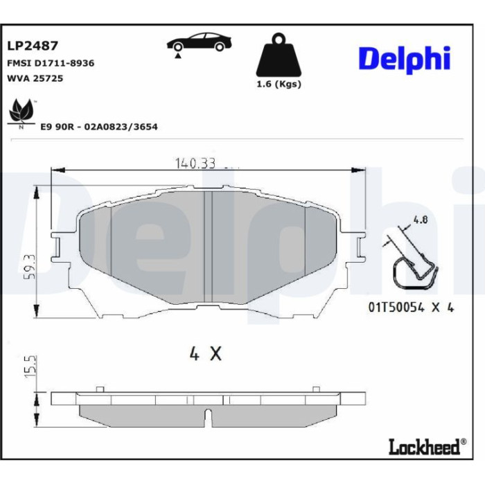 Delphi LP2487 Bremsbelagsatz, Scheibenbremse Delphi LP2487 Bremsbelagsatz, Scheibenbremse