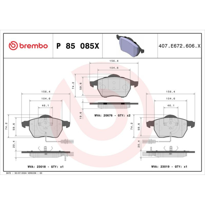 Brembo P 85 085X Bremsbelagsatz, Scheibenbremse XTRA LINE Brembo P 85 085X Bremsbelagsatz, Scheibenbremse XTRA LINE
