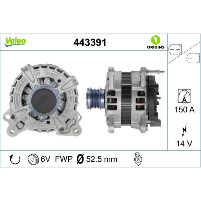 Valeo 443391 Generator ORIGINS - NEW O.E. TECHNOLOGIE Valeo 443391 Generator ORIGINS - NEW O.E. TECHNOLOGIE