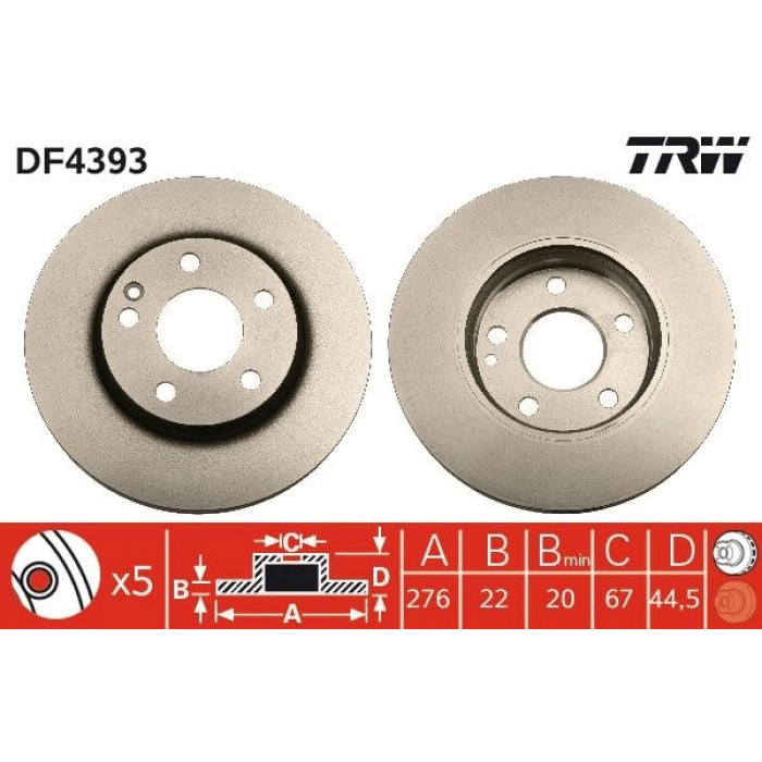 TRW DF4393 Bremsscheibe TRW DF4393 Bremsscheibe